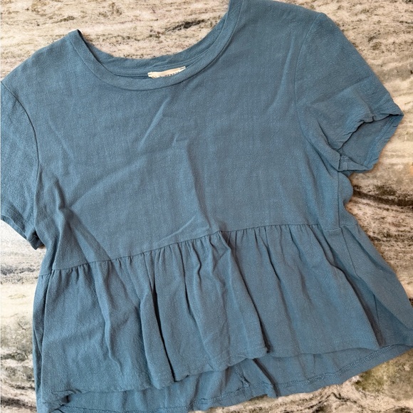 PacSun LA Hearts Blue Ruffle Hem Short Sleeve Top - Picture 3 of 4